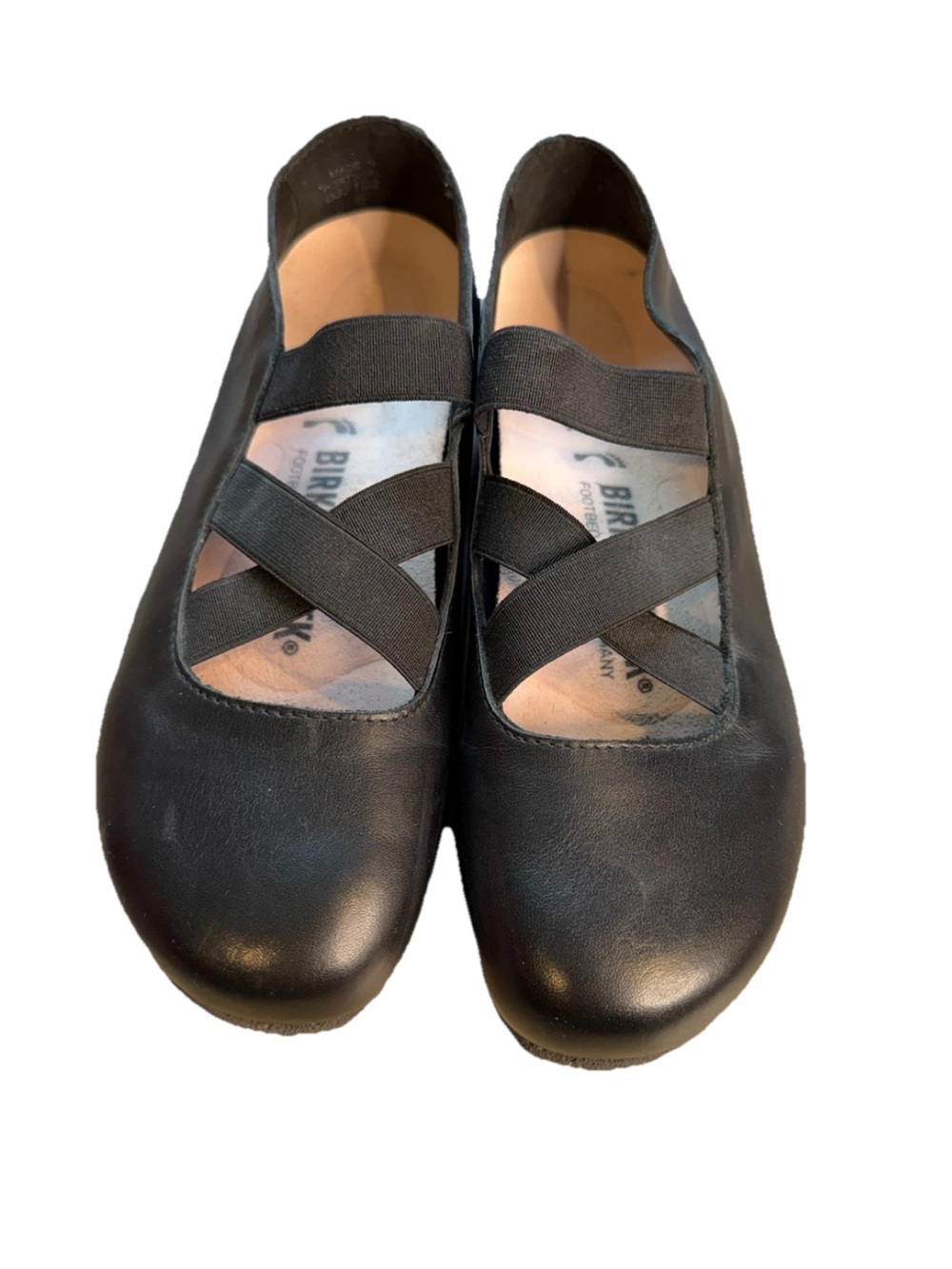 Birkenstock Women's 37 US 6 Santa Ana Ballet Flat Black Leather Shoes S3
